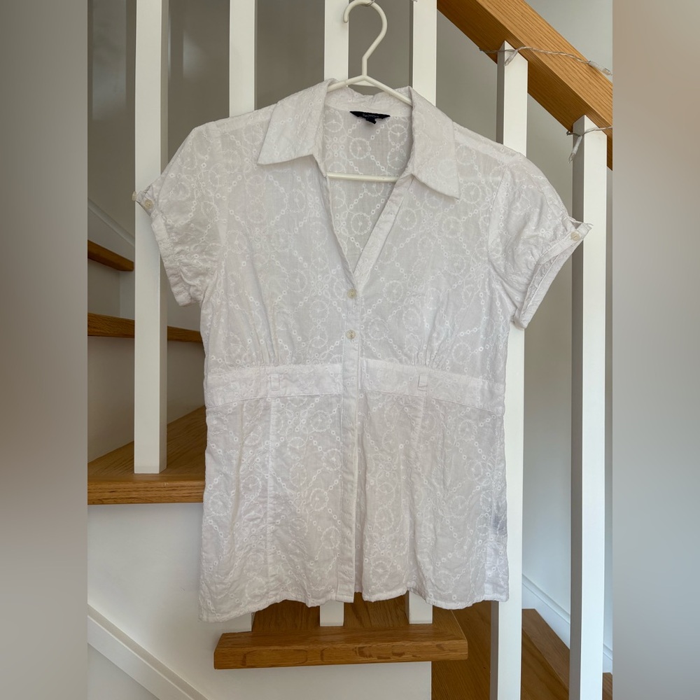 Vintage 100% Cotton White Puff Sleeve Button Down Shirt